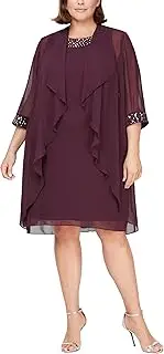 [S.L. Fashions] Women's Plus Size Chiffon Tier Jacket Dress