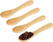4 Pcs Small Wooden Spoons 3.5 Inch Mini Wooden Spoons Small Spoons for Spice Jars Honey Spoons Tea Spoons Tiny Spoons Handmade Wood Spoons for Sauces Salt Sugar Pepper Coffee Ice Cream