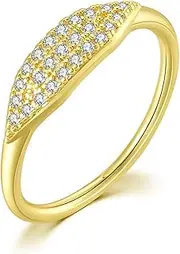 [HUASAI] Moissanite Ring for Women Cubic Zircon Ring Gold Engagement Ring Promise Ring Wedding Ring Jewelry Gifts for Girls