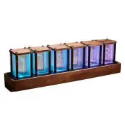 Adventurers Nixie Tube Clock , Digital Desk Clock, Retro Modern Brown, Clear