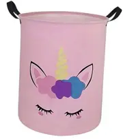 Round Laundry Hamper Storage Basket Laundry Organizer Hamper Pink Unicorn
