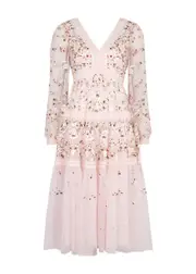 Needle & Thread Garland Floral-embroidered Tulle Midi Dress - Pink - 20 (UK20 / Xxl) 20 (UK20 / XXL)