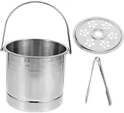 1Pc Stainless Steel Ice Bucket with Handle Beer and Wine Storage Barrel for Bars Ktv and Home Use Includes Ice Clip Stylish Silver Design for Parties and Events
