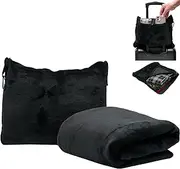 [Take OFF Luggage] TAKE OFF All-in-One Travel Blanket and Pillow - Super Soft Microfiber Fabric, 3 Day Clothing Storage with Secure Zipper Pockets Keep Valuables Safe, Hand Free Trolley Holder, Ultimate Travel Accessory