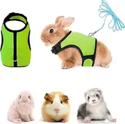 YuanYouTong Bunny Rabbits Harness and Leash Adjustable Mesh Vest Harness and Leash Set for Guinea Pig, Hamster, Ferret, Cat, Rat, Kitten, Small Dog, Kitten, Puppy and Small Pets (Size:M)