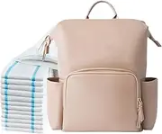 Leather Baby Backpack Diaper Bag - Large Baby Bag | Water-resistant PU Leather Diaper Backpack Large Capacity Pockets for Travel Outdoor