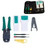 Network Cable Tester Tool Kit -Crimper Wire Stripper Cutter Cat5e/Cat6 RJ45 RJ11