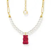 Buy Link necklace with red goldbears & freshwater pearls by Thomas Sabo online - THOMAS SABO Australia