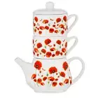Ashdene Red Poppies 400ml Teapot Tea For Two w/ 200ml Mug Cup Set New Bone China