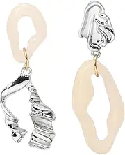 [WOFASHPURET] Asymmetric Earrings Ear Dangle Drop Jewelry for Women in Gold Silver Titanium Steel