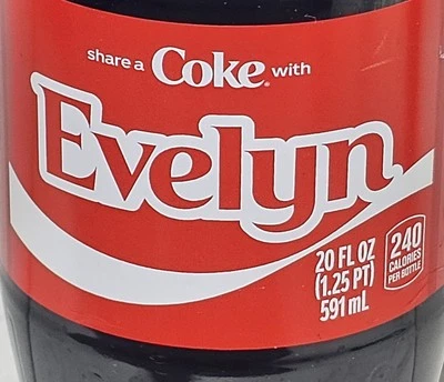 Share A Coke with Evelyn 2025 Personalized Gift Coca Cola Bottle 20oz