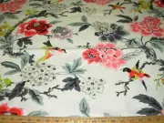 3 YDS WAVERLY CANDID MOMENT BIRDS EBONY COTTON UPHOLSTERY FABRIC FOR LESS