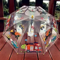 在飛比找ETMall東森購物網優惠-新品消防車工程隊透明兒童雨傘幼兒園創意可愛卡通寶寶學生男孩傘