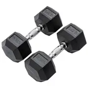 METEOR 12.5kg Rubber Hex Dumbbells, Hex Dumbbells, Fixed Weight Dumbbells, Gym Weights, Dumbbell Weights (1 Pair)
