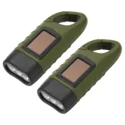 Hand Crank Solar Powered Flashlight, 2 Pcs Rechargeable LED Flashlight, Green