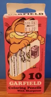 Vintage 1978 Garfield the Cat Coloring Colored Pencils in Box Brand New