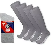 4 Pairs of Non-Skid Over-The-Calf Diabetic Cotton Stoking with Non Binding Top