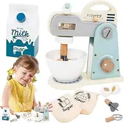 Toy Blender | Cooking Mixer Playset,Wooden Pretend Play Set Kitchen Baking Accessories for Toddler Kids Boys Girls Aged 3-5