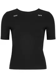 Off-white Black Logo Stretch-jersey top - Black And Silver - M M