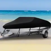 17-19 ft Black Boat Cover Trailerable Weatherproof 600D Marine Grade Heavy Duty