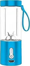 Meichoon Electric Blender Cup Juice Mug 530ml/18.7oz 6 Blades with Carrying Strap Easy to Carry Blend Shakes Smoothies Fruits Vegetables LB38 Blue