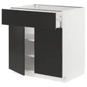 METOD / MAXIMERA base cabinet with drawer/2 doors, white/Nickebo matt anthracite, 80x60x80 cm