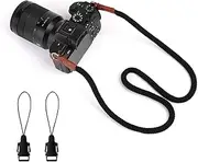 WANBY Camera Strap Handmade Soft Cotton Vintage Camera Neck Shoulder Strap with Free Quick Release Buckles Antislip Camcorder Belt Strap for Women Men All DSLR Universal SLR Cameras (Black)