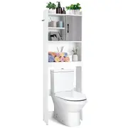 Giantex 4-Tier Bathroom Storage Cabinet w/Shelves & Door Over Toilet Storage Rack for Bathroom Laundry Balcony White