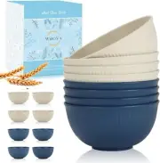 Wheat Straw Bowl Sets,8 PCS Unbreakable Cereal Bowl 26 OZ,Microwave and Dishw...