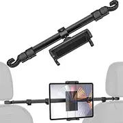 Car Headrest Tablet Mount, EXSHOW 32.67 inch Between Seat iPad Holder, Back Seat Stretchable Long Arm Phone Stand, Backseat Mount for kids Fits iPad Pro 12.9 Air Mini, Galaxy Tabs, Switch,4-13" Device