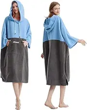 Hiturbo Changing Robe,Poncho Bath Towel with Hooded for Beach Swimming Surfing