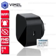 24/7 Wireless WIFI Spy Wall Power Adaptor Camera 128GB LIVE VIEW Monitoring