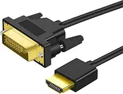 pluX HDMI to DVI Cable 1.8m Bi Directional DVI-D 24+1 Male to HDMI Male High Speed Adapter Cable Support 1080P Full HD Compatible for Raspberry Pi, Roku, Xbox One, PS4 PS3