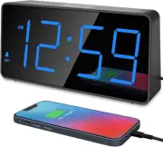 Peakeep Digital Alarm Clock for Bedroom Bedside, Loud Large, Blue