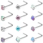 Hypoallergenic Nose Rings Studs 20G 18G Surgical 20g,L-shape,crystal+opal