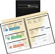 Planner Pad Spiral Bound January-December 2025/ Calendar Year 8 1/2" x 11" Large 3-Tier Funnel Down 12 Month Organizer, Black Cover/Black Ink