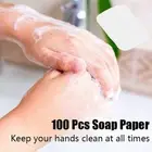100PCS Portable Soap Paper Travel Outdoor Camping Hand Washing Clean Wash Care