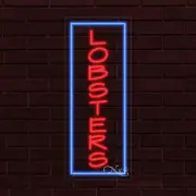 NEW "LOBSTERS" w/BORDER VERTICAL 30x12x1 INCH LED FLEX WINDOW INDOOR SIGN 31585