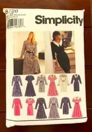 Simplicity Pattern #8726 in size 20-26, Misses Dress with Slim or Flared Skirt