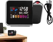Projection Clock for Bedroom Ceiling – Ceiling Projector Alarm Clock with Humidity Display | Backlit Time Clocks, LED Display Weather, Indoor Thermometer Hygrometer, Smart Room Timepiece