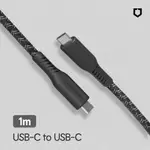 犀牛盾▸ 雙TYPE-C 快充線 USB-C TO USB-C 黑色編織傳輸線/充電線(1公尺/2公尺) 15適用