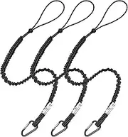 Tool Lanyard，3 Pack Safety Tool Leash，Retractable Bungee Cord with Aluminum Lock Carabiner and Adjustable Loop End, Maximum Weight Limit 13.6KG / 30lb, Fall Restraint with Shock Cord Stopper