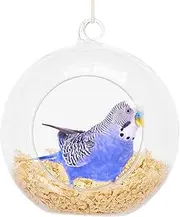 Finch Nests for Cages | Bite-Resistant Love Bird Nest | Clear Bite-Resistant Round Egg-Laying Hangable Bed with Wood Chips for Parakeet Washable