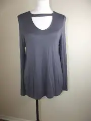 COTTON ON Womens Cory Choker Neck TOP - Size SMALL - Gray Long Sleeve NWT