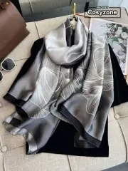 Silk Flower Print Women’s Scarf – Summer Beach Towel Shawl Bandana Hair Wrap Hea
