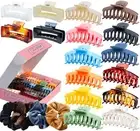 20 pack- Large Claw Clips for Thick Hair & Velvet Scrunchies, 4.3 & 4in Big H...