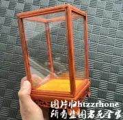 Chinese Rosewood Trim Display Case Glass Doll Artwork Statue Dust Protect Cover