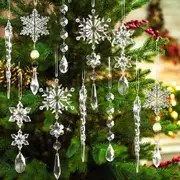 10Pcs Christmas Tree Crystal Decoration Hanging Snowflake Icicle Drop Ornaments
