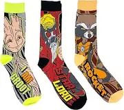 [Hyp] Guardians of the Galaxy Marvel Comics Men's Crew Socks 3 Pair Pack, Multi, Medium
