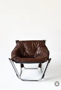 在飛比找Yahoo!奇摩拍賣優惠-挪威 老件皮革休閒椅